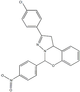 2-(4-chlorophenyl)-5-{4-nitrophenyl}-1,10b-dihydropyrazolo[1,5-c][1,3]benzoxazine Structure