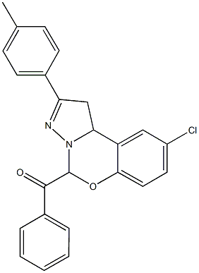 [9-chloro-2-(4-methylphenyl)-1,10b-dihydropyrazolo[1,5-c][1,3]benzoxazin-5-yl](phenyl)methanone Structure