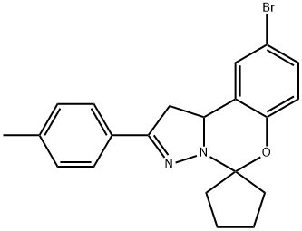 9'-bromo-2'-(4-methylphenyl)-1',10'b-dihydrospiro(cyclopentane-1,5'-pyrazolo[1,5-c][1,3]benzoxazine) Structure