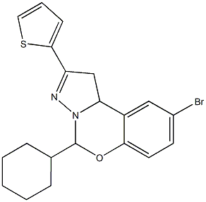 9-bromo-5-cyclohexyl-2-thien-2-yl-1,10b-dihydropyrazolo[1,5-c][1,3]benzoxazine Structure