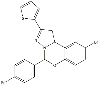 9-bromo-5-(4-bromophenyl)-2-thien-2-yl-1,10b-dihydropyrazolo[1,5-c][1,3]benzoxazine 구조식 이미지
