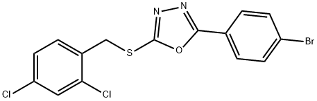 2-(4-bromophenyl)-5-{[(2,4-dichlorophenyl)methyl]sulfanyl}-1,3,4-oxadiazole 구조식 이미지