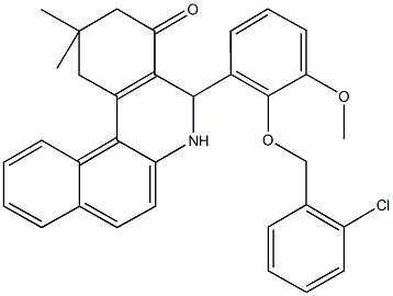 5-{2-[(2-chlorobenzyl)oxy]-3-methoxyphenyl}-2,2-dimethyl-2,3,5,6-tetrahydrobenzo[a]phenanthridin-4(1H)-one 구조식 이미지