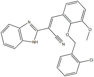 2-(1H-benzimidazol-2-yl)-3-{2-[(2-chlorobenzyl)oxy]-3-methoxyphenyl}acrylonitrile Structure