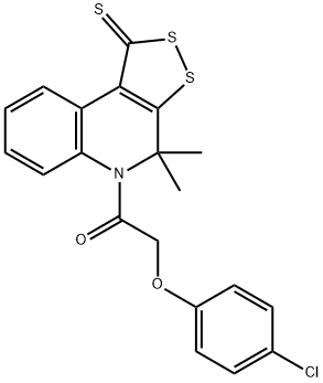 5-[(4-chlorophenoxy)acetyl]-4,4-dimethyl-4,5-dihydro-1H-[1,2]dithiolo[3,4-c]quinoline-1-thione Structure
