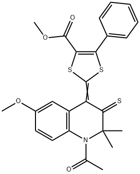 methyl 2-(1-acetyl-6-methoxy-2,2-dimethyl-3-thioxo-2,3-dihydro-4(1H)-quinolinylidene)-5-phenyl-1,3-dithiole-4-carboxylate Structure