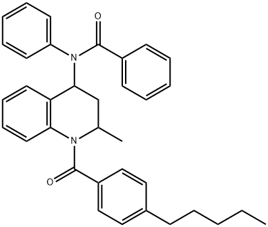 N-[2-methyl-1-(4-pentylbenzoyl)-1,2,3,4-tetrahydro-4-quinolinyl]-N-phenylbenzamide 구조식 이미지