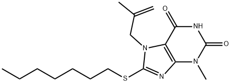8-(heptylsulfanyl)-3-methyl-7-(2-methyl-2-propenyl)-3,7-dihydro-1H-purine-2,6-dione Structure