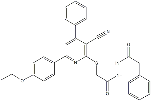 2-{[3-cyano-6-(4-ethoxyphenyl)-4-phenyl-2-pyridinyl]sulfanyl}-N'-(phenylacetyl)acetohydrazide Structure