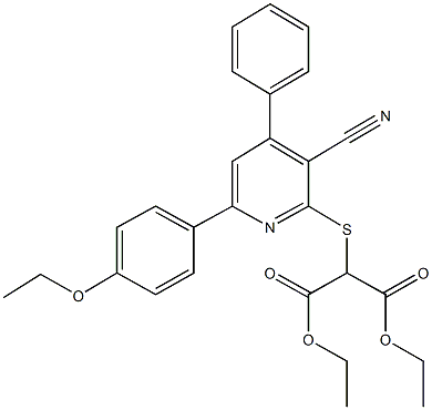 diethyl 2-{[3-cyano-6-(4-ethoxyphenyl)-4-phenyl-2-pyridinyl]sulfanyl}malonate Structure