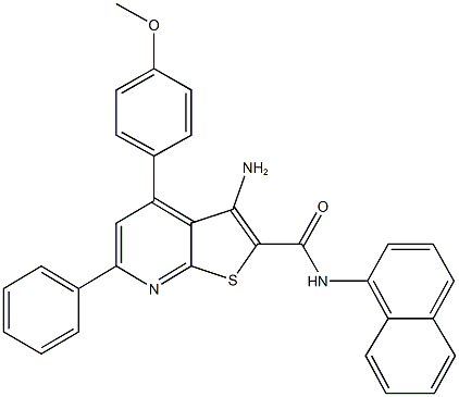 3-amino-4-(4-methoxyphenyl)-N-(1-naphthyl)-6-phenylthieno[2,3-b]pyridine-2-carboxamide 구조식 이미지