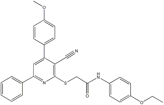 2-{[3-cyano-4-(4-methoxyphenyl)-6-phenyl-2-pyridinyl]sulfanyl}-N-(4-ethoxyphenyl)acetamide Structure