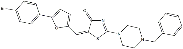 2-(4-benzyl-1-piperazinyl)-5-{[5-(4-bromophenyl)-2-furyl]methylene}-1,3-thiazol-4(5H)-one 구조식 이미지