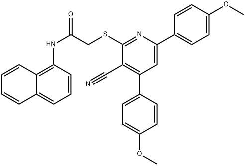 2-{[3-cyano-4,6-bis(4-methoxyphenyl)-2-pyridinyl]sulfanyl}-N-(1-naphthyl)acetamide Structure