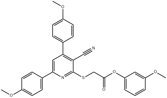 3-methoxyphenyl {[3-cyano-4,6-bis(4-methoxyphenyl)-2-pyridinyl]sulfanyl}acetate 구조식 이미지