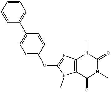 8-([1,1'-biphenyl]-4-yloxy)-1,3,7-trimethyl-3,7-dihydro-1H-purine-2,6-dione Structure