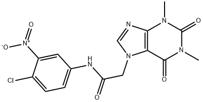 N-{4-chloro-3-nitrophenyl}-2-(1,3-dimethyl-2,6-dioxo-1,2,3,6-tetrahydro-7H-purin-7-yl)acetamide 구조식 이미지