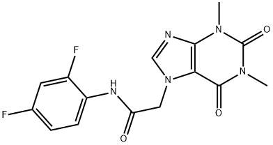 N-(2,4-difluorophenyl)-2-(1,3-dimethyl-2,6-dioxo-1,2,3,6-tetrahydro-7H-purin-7-yl)acetamide 구조식 이미지