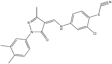 2-chloro-4-({[1-(3,4-dimethylphenyl)-3-methyl-5-oxo-1,5-dihydro-4H-pyrazol-4-ylidene]methyl}amino)phenyl thiocyanate 구조식 이미지