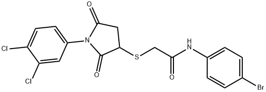 N-(4-bromophenyl)-2-{[1-(3,4-dichlorophenyl)-2,5-dioxopyrrolidin-3-yl]sulfanyl}acetamide 구조식 이미지