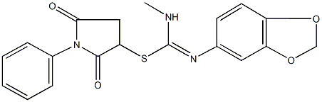 2,5-dioxo-1-phenyl-3-pyrrolidinyl N'-(1,3-benzodioxol-5-yl)-N-methylimidothiocarbamate 구조식 이미지