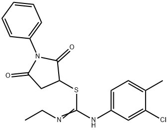 2,5-dioxo-1-phenyl-3-pyrrolidinyl N'-(3-chloro-4-methylphenyl)-N-ethylimidothiocarbamate 구조식 이미지