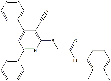 2-[(3-cyano-4,6-diphenyl-2-pyridinyl)sulfanyl]-N-(2,3-dimethylphenyl)acetamide Structure