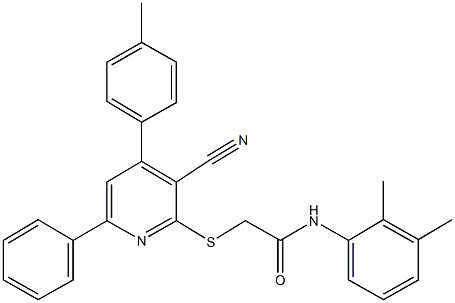 2-{[3-cyano-4-(4-methylphenyl)-6-phenyl-2-pyridinyl]sulfanyl}-N-(2,3-dimethylphenyl)acetamide 구조식 이미지