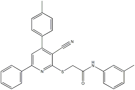 2-{[3-cyano-4-(4-methylphenyl)-6-phenyl-2-pyridinyl]sulfanyl}-N-(3-methylphenyl)acetamide Structure