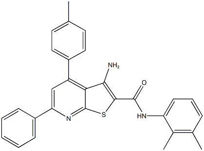 3-amino-N-(2,3-dimethylphenyl)-4-(4-methylphenyl)-6-phenylthieno[2,3-b]pyridine-2-carboxamide 구조식 이미지