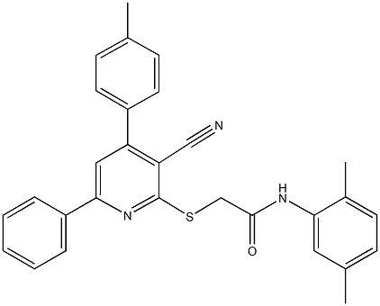 2-{[3-cyano-4-(4-methylphenyl)-6-phenyl-2-pyridinyl]sulfanyl}-N-(2,5-dimethylphenyl)acetamide Structure