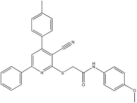 2-{[3-cyano-4-(4-methylphenyl)-6-phenyl-2-pyridinyl]sulfanyl}-N-(4-methoxyphenyl)acetamide Structure