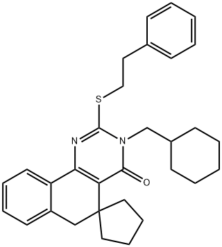 3-(cyclohexylmethyl)-2-[(2-phenylethyl)sulfanyl]-5,6-dihydrospiro(benzo[h]quinazoline-5,1'-cyclopentane)-4(3H)-one Structure