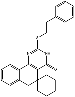 2-[(2-phenylethyl)sulfanyl]-5,6-dihydrospiro(benzo[h]quinazoline-5,1'-cyclohexane)-4(3H)-one Structure