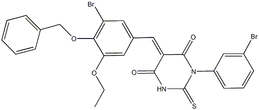 5-[4-(benzyloxy)-3-bromo-5-ethoxybenzylidene]-1-(3-bromophenyl)-2-thioxodihydro-4,6(1H,5H)-pyrimidinedione 구조식 이미지
