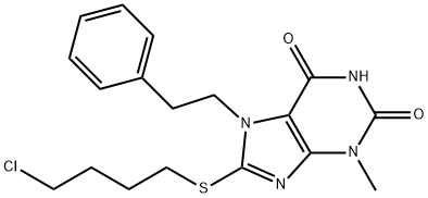 8-[(4-chlorobutyl)sulfanyl]-3-methyl-7-(2-phenylethyl)-3,7-dihydro-1H-purine-2,6-dione Structure