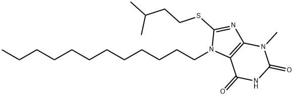 7-dodecyl-8-(isopentylsulfanyl)-3-methyl-3,7-dihydro-1H-purine-2,6-dione Structure