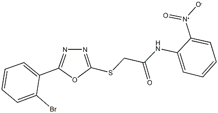 2-{[5-(2-bromophenyl)-1,3,4-oxadiazol-2-yl]sulfanyl}-N-{2-nitrophenyl}acetamide 구조식 이미지