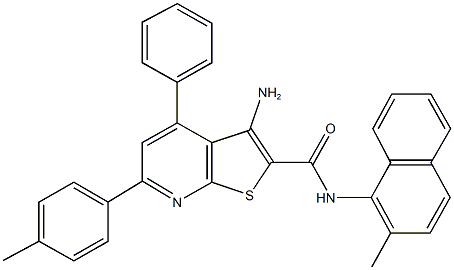 3-amino-N-(2-methyl-1-naphthyl)-6-(4-methylphenyl)-4-phenylthieno[2,3-b]pyridine-2-carboxamide Structure