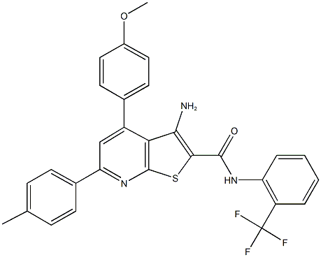 3-amino-4-(4-methoxyphenyl)-6-(4-methylphenyl)-N-[2-(trifluoromethyl)phenyl]thieno[2,3-b]pyridine-2-carboxamide 구조식 이미지
