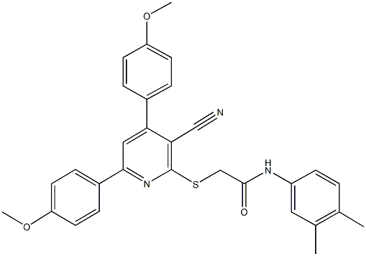 2-{[3-cyano-4,6-bis(4-methoxyphenyl)-2-pyridinyl]sulfanyl}-N-(3,4-dimethylphenyl)acetamide Structure