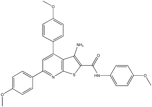 3-amino-N,4,6-tris(4-methoxyphenyl)thieno[2,3-b]pyridine-2-carboxamide 구조식 이미지