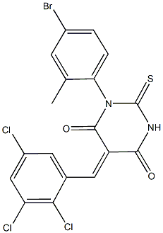 1-(4-bromo-2-methylphenyl)-2-thioxo-5-(2,3,5-trichlorobenzylidene)dihydro-4,6(1H,5H)-pyrimidinedione 구조식 이미지