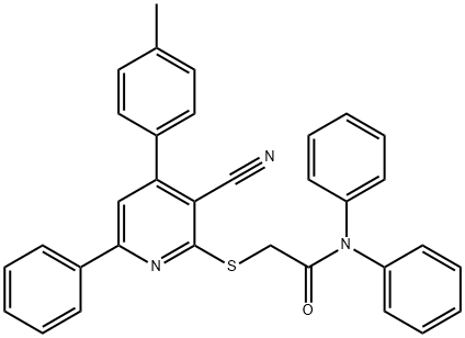 2-{[3-cyano-4-(4-methylphenyl)-6-phenyl-2-pyridinyl]sulfanyl}-N,N-diphenylacetamide Structure