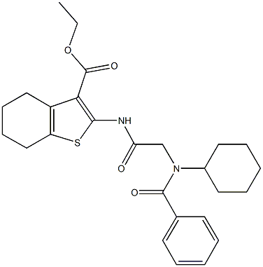 ethyl 2-({[benzoyl(cyclohexyl)amino]acetyl}amino)-4,5,6,7-tetrahydro-1-benzothiophene-3-carboxylate Structure