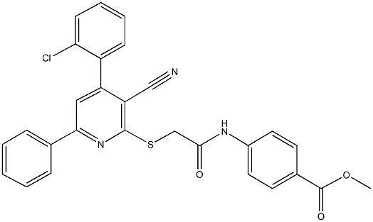 methyl 4-[({[4-(2-chlorophenyl)-3-cyano-6-phenyl-2-pyridinyl]sulfanyl}acetyl)amino]benzoate 구조식 이미지