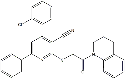 4-(2-chlorophenyl)-2-{[2-(3,4-dihydro-1(2H)-quinolinyl)-2-oxoethyl]sulfanyl}-6-phenylnicotinonitrile Structure