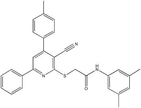 2-{[3-cyano-4-(4-methylphenyl)-6-phenyl-2-pyridinyl]sulfanyl}-N-(3,5-dimethylphenyl)acetamide Structure