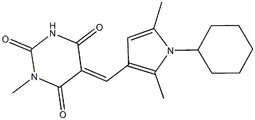 5-[(1-cyclohexyl-2,5-dimethyl-1H-pyrrol-3-yl)methylene]-1-methyl-2,4,6(1H,3H,5H)-pyrimidinetrione Structure