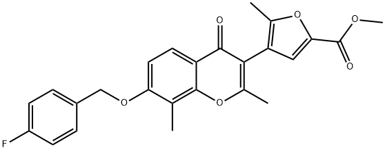 methyl 4-{7-[(4-fluorobenzyl)oxy]-2,8-dimethyl-4-oxo-4H-chromen-3-yl}-5-methyl-2-furoate Structure